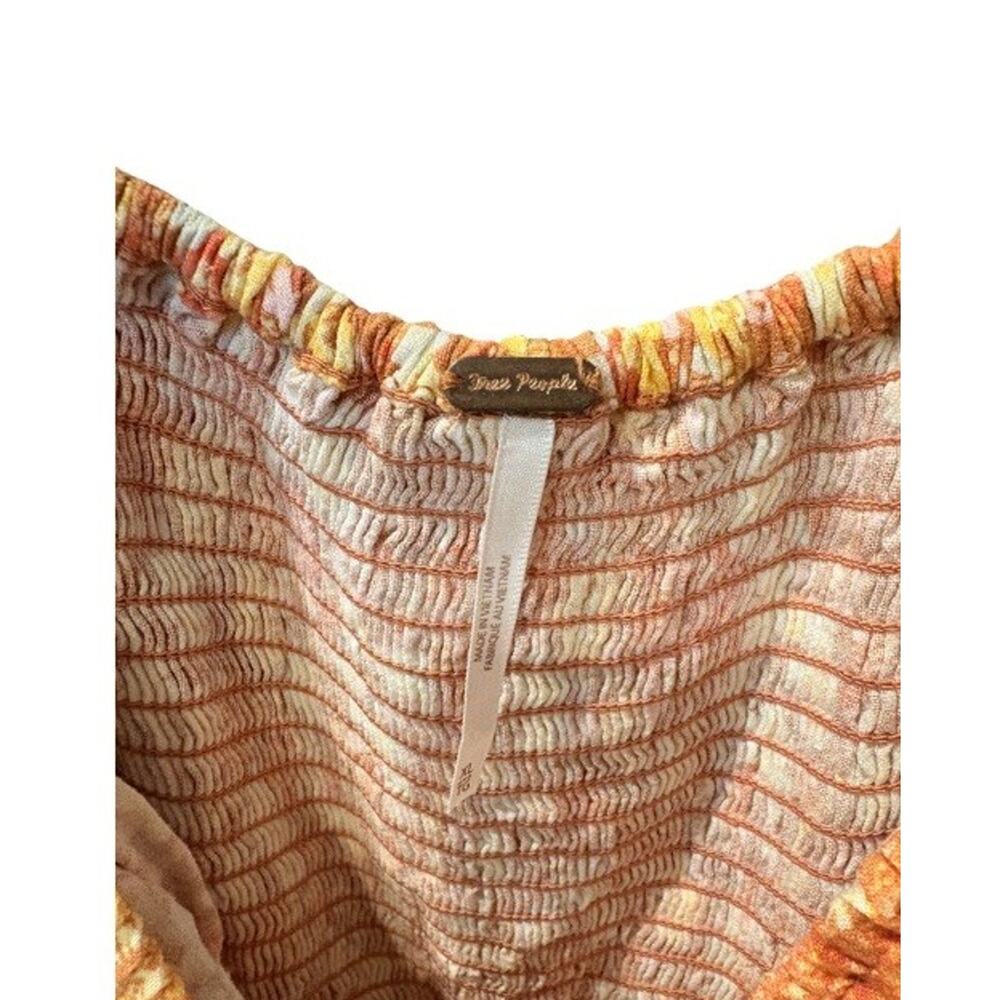Free People $148 Show Me Love Orange Floral Puff Sleeve Romper Front Ties XL - Picture 3 of 5